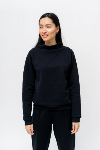 Women's Sweatshirt with Collar NILCOTT® Recycled black - Size: XS
