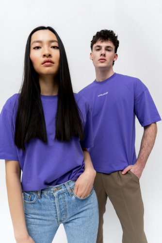 Men's T-shirt NILCOTT® Recycled Oversized Horizontal purple - Size: XL