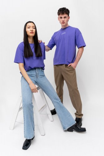 Men's T-shirt NILCOTT® Recycled Oversized Horizontal purple - Size: XS
