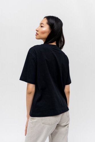 Women's T-shirt NILCOTT® Recycled Oversized Horizontal black - Size: L