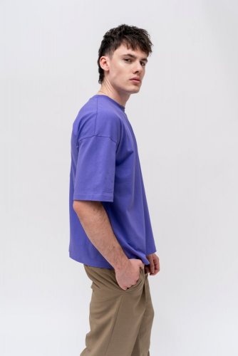 Pánské tričko NILCOTT® Recycled Oversized Horizontal fialové - Velikost: S